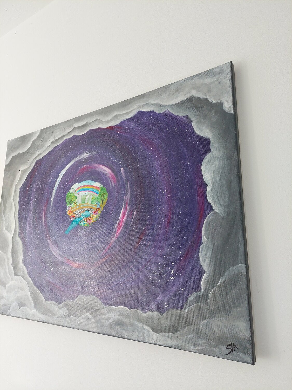 Through your shadows you reach the true parallel world. - Tanya Silva - Acryl, Öl auf Leinwand