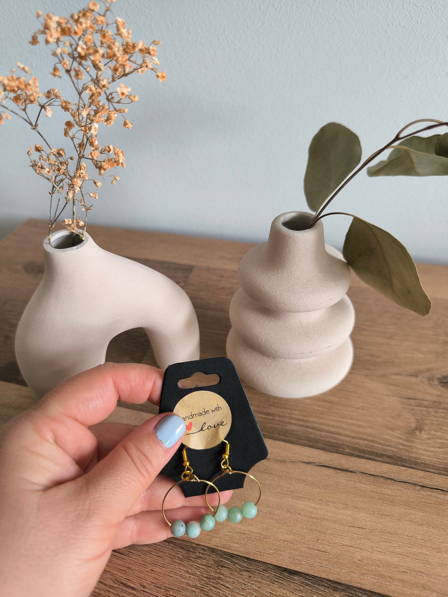 Aquamarine Edelstein | Gemstone Perlen | Creolen | Hochzeit | Boho Style Damen | Ohrringe | Geschenk für Sie | Style | Modern | handmade