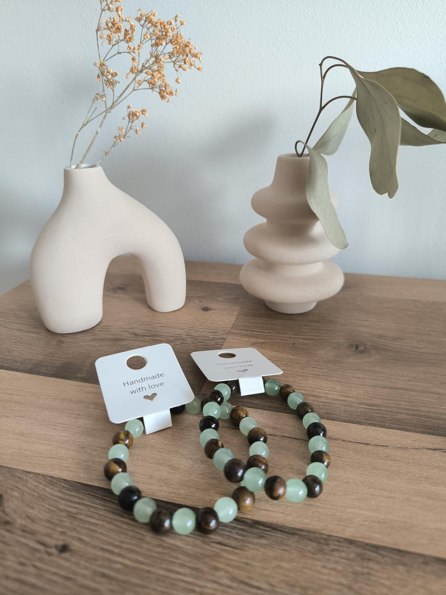 Tigerauge Jade Armband | Edelsteinarmband Unisex | Gummiband Handmade | Boho Männerarmband | Boho Frauenschmuck | Moneymanifestation Schmuck