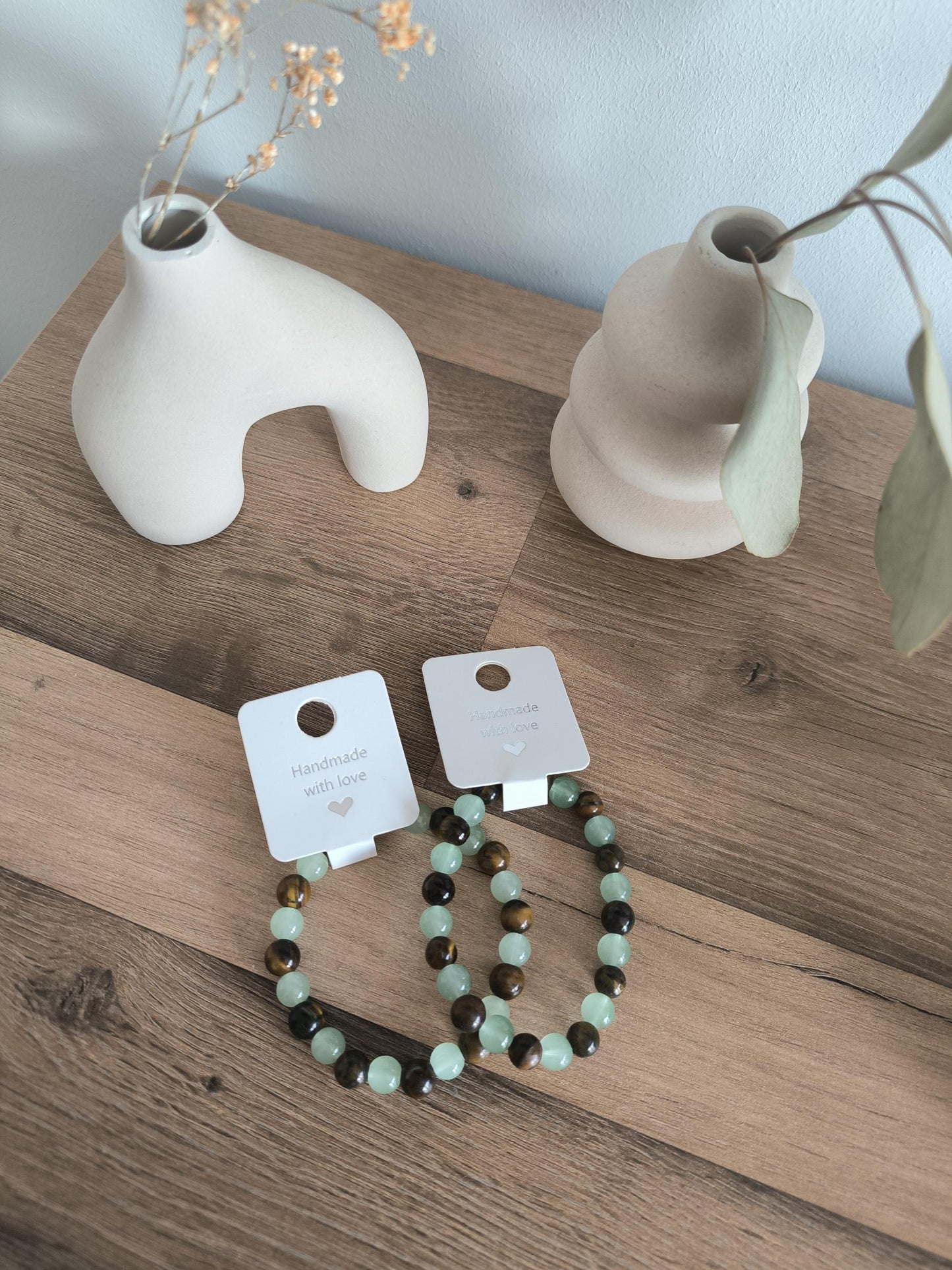 Tigerauge Jade Armband | Edelsteinarmband Unisex | Gummiband Handmade | Boho Männerarmband | Boho Frauenschmuck | Moneymanifestation Schmuck
