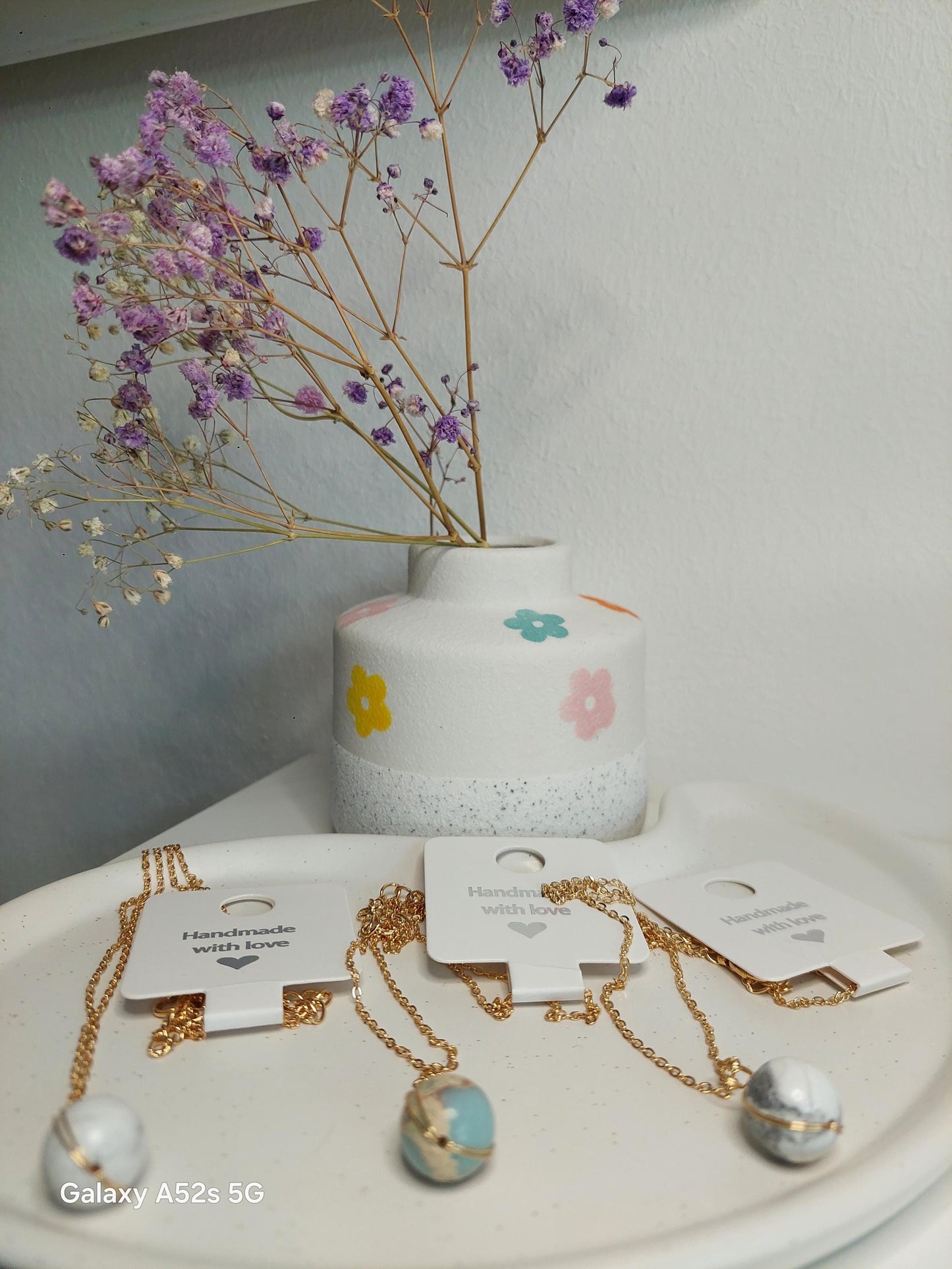 Vergoldete Edelstahl Halskette mit Edelstein-Anhänger | Tigerauge, Rosenquarz, Türkis, Magnesit, Chrysokoll | Boho Schmuck |Geschenk für Sie