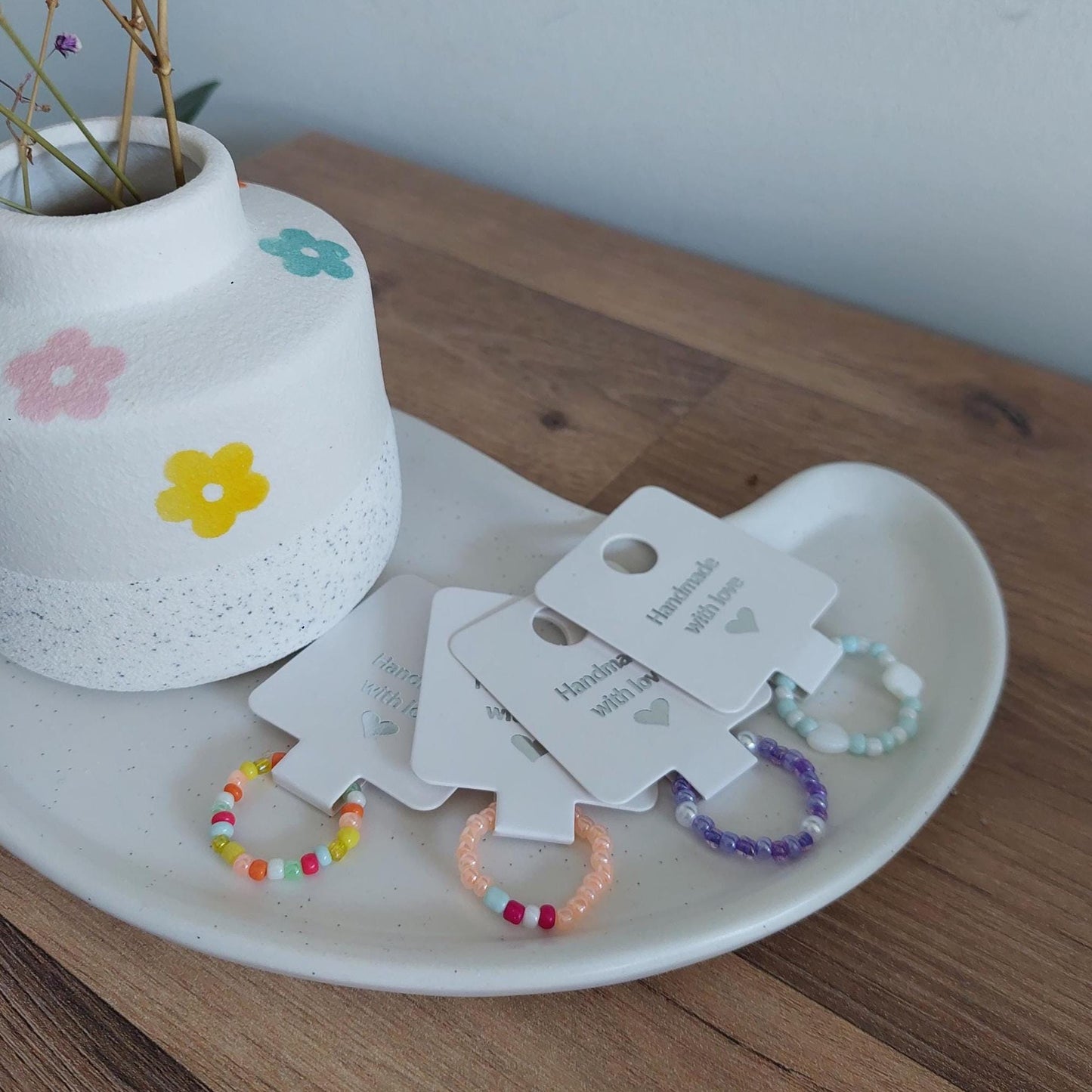 Bunte Perlenringe | einzeln erhältlich | Elastisch | handmade | Gummiband | Boho | Y2K Stil | Summer Vibes | Boho Ringe | Geschenk für Sie