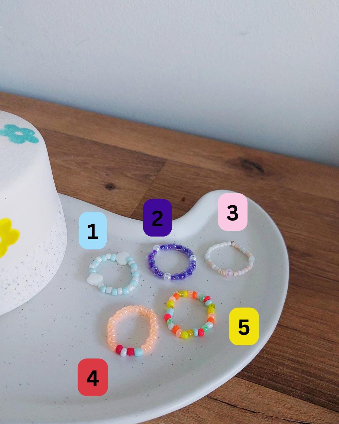 Bunte Perlenringe | einzeln erhältlich | Elastisch | handmade | Gummiband | Boho | Y2K Stil | Summer Vibes | Boho Ringe | Geschenk für Sie