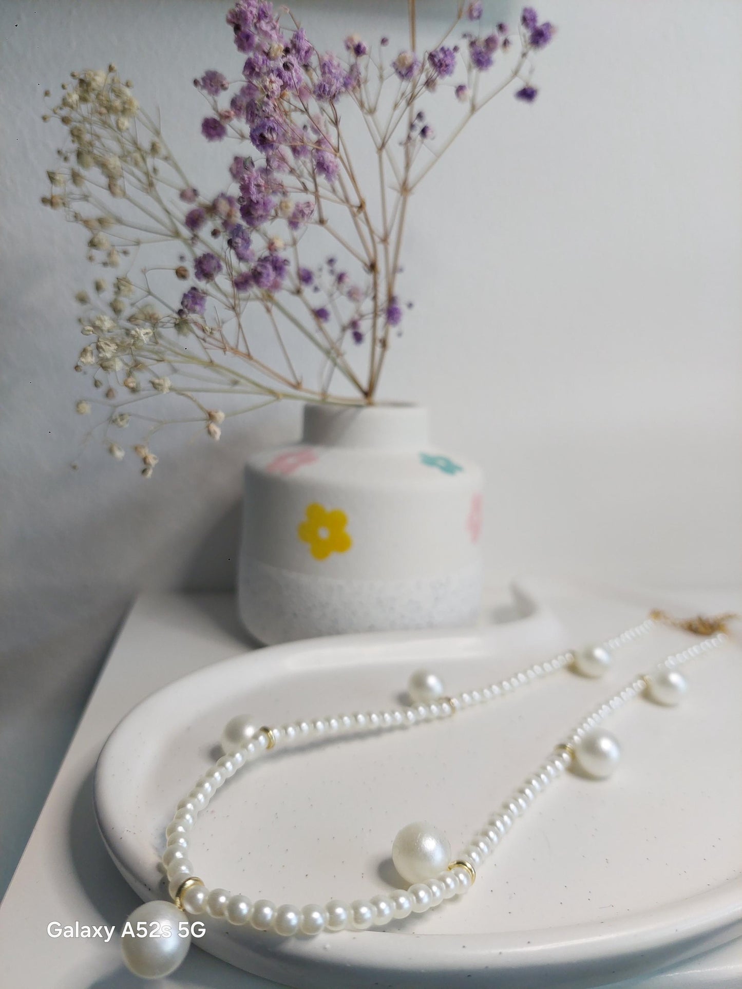 Perlenkette mit Blumen oder großen Perlen | Handmade | Sommer Boho Schmuck | Vintage Look | Edelstahl vergoldet | Edel | Hochzeit | Geschenk