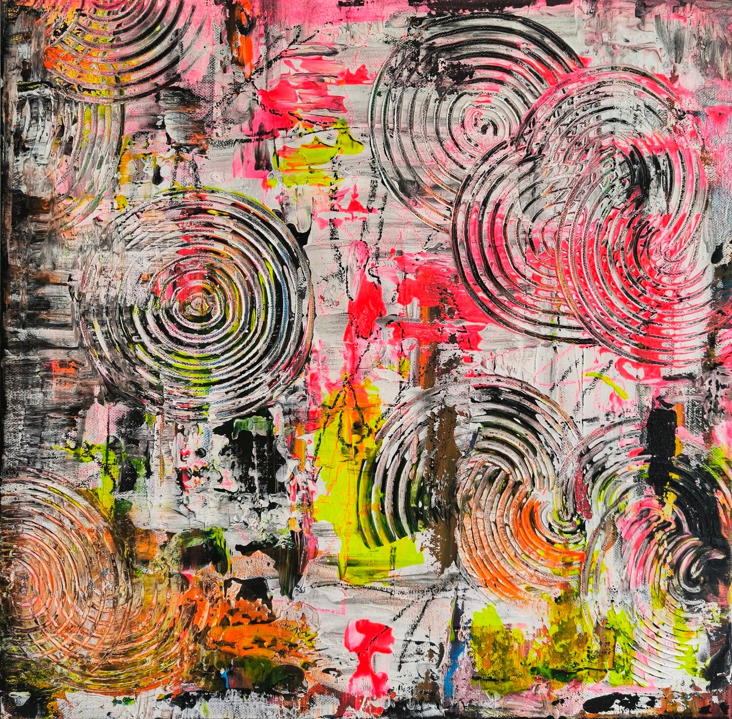 Circles in Light - Tanya Silva - Acryl, Ölkreide auf Leinwand