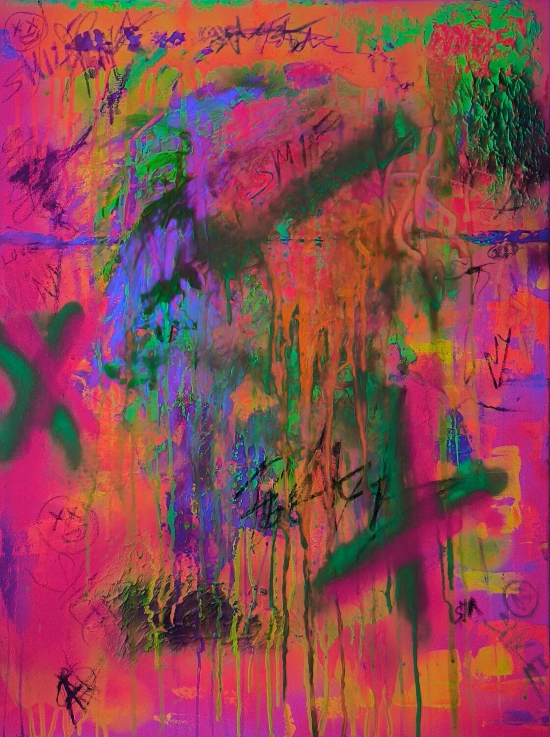 Light up my Room - Tanya Silva - Acryl, Farbspray auf Leinwand