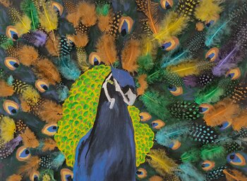 Peacock - Tanya Silva - Acrylic, objects on canvas