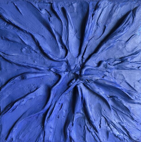 little blue Frequencies - Tanya Silva - Acryl, Zement auf Leinwand