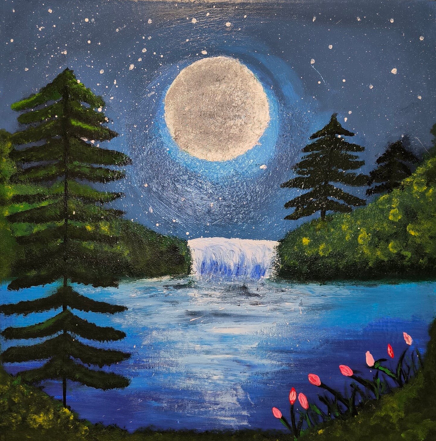A magical Night under Fullmoon - Tanya Silva - Acryl, Zement auf Leinwand