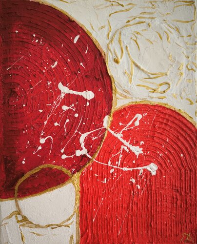 The (red) Circle - Tanya Silva - Acryl, Zement auf Leinwand