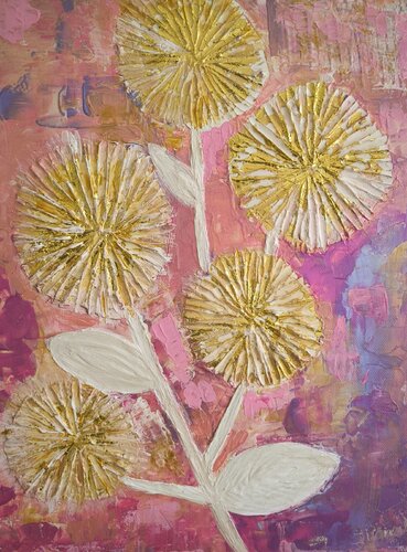 A little one with glitter & gold - Tanya Silva - Acryl, Farbspray auf Leinwand
