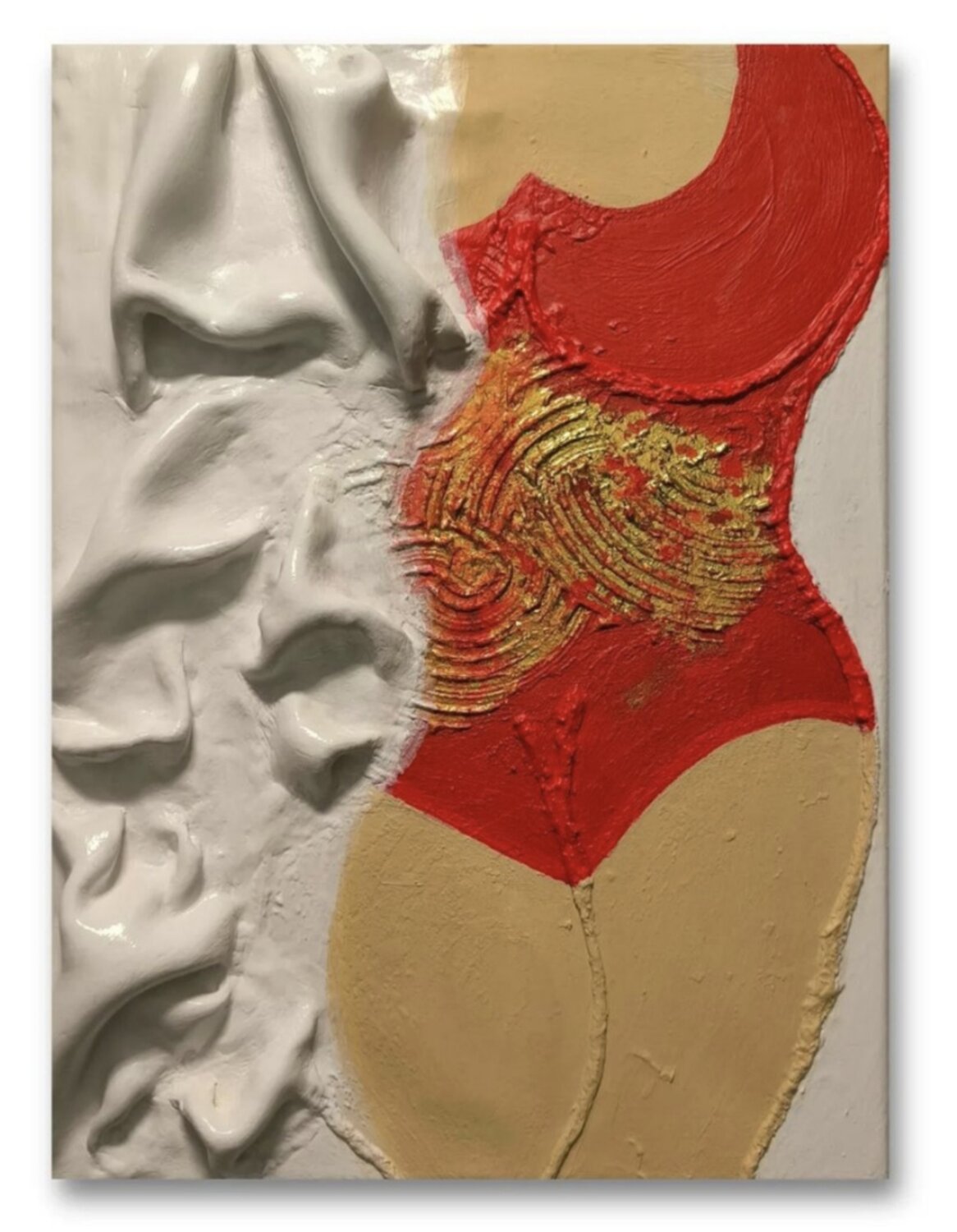 Lady in red - Tanya Silva - Acryl, Zement auf Leinwand
