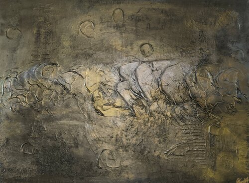 Carpfishing - Tanya Silva - Acryl, Zement auf Leinwand