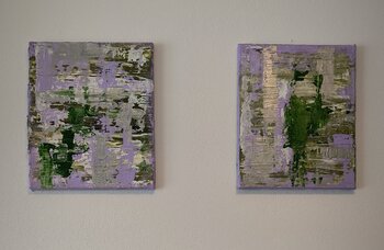 "Flow" lila ones x2 à 25x30 - Tanya Silva - Acryl, Zement auf Leinwand