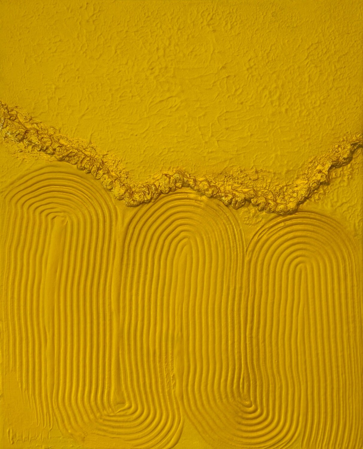 Yellow Vibes - Tanya Silva - Acryl, Zement auf Leinwand