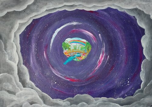 Through your shadows you reach the true parallel world. - Tanya Silva - Acryl, Öl auf Leinwand