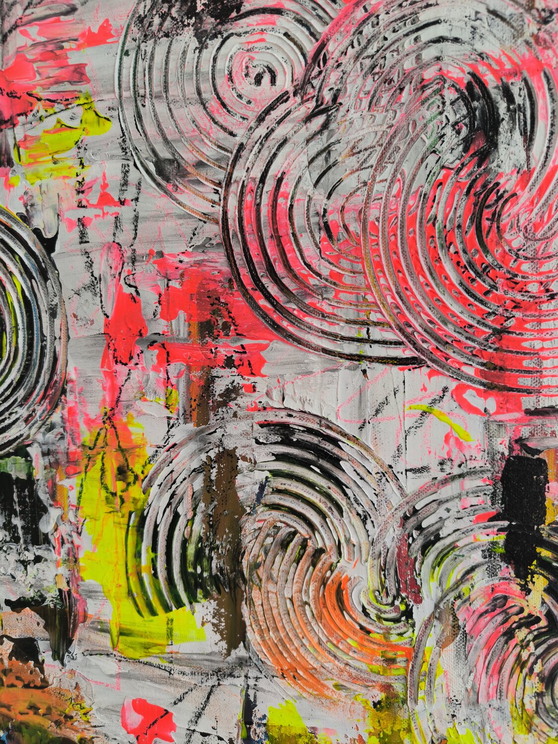 Circles in Light - Tanya Silva - Acryl, Ölkreide auf Leinwand