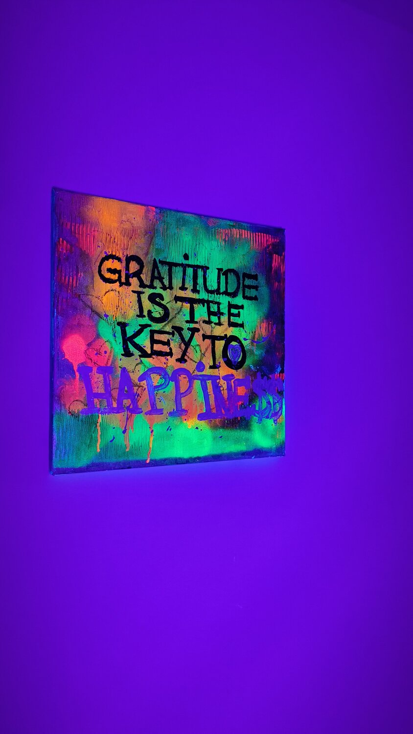 Gratitude is the key to Happine$$ - Tanya Silva - Acryl, Ölkreide auf Leinwand | SOLD OUT