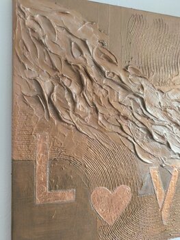 LOVE <3 - Tanya Silva - Aquarell, Zement auf Leinwand