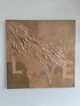 LOVE <3 - Tanya Silva - Aquarell, Zement auf Leinwand