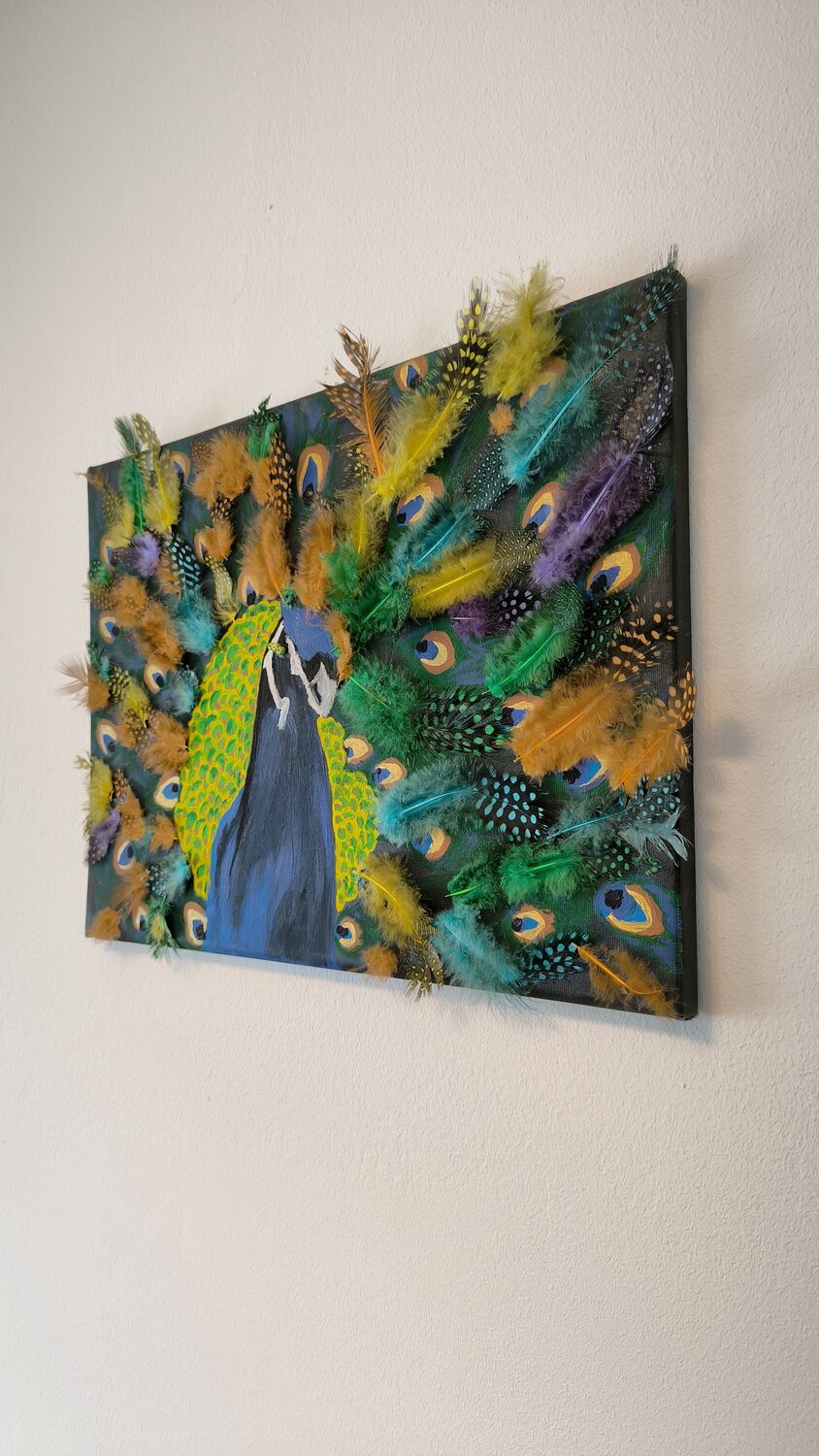 Peacock - Tanya Silva - Acrylic, objects on canvas