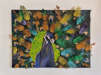 Peacock - Tanya Silva - Acrylic, objects on canvas