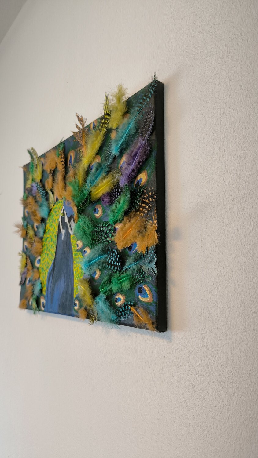 Peacock - Tanya Silva - Acrylic, objects on canvas