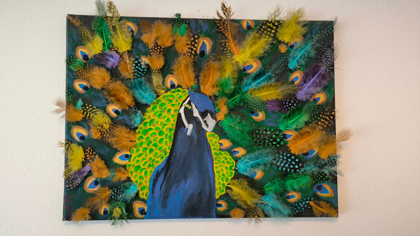 Peacock - Tanya Silva - Acrylic, objects on canvas