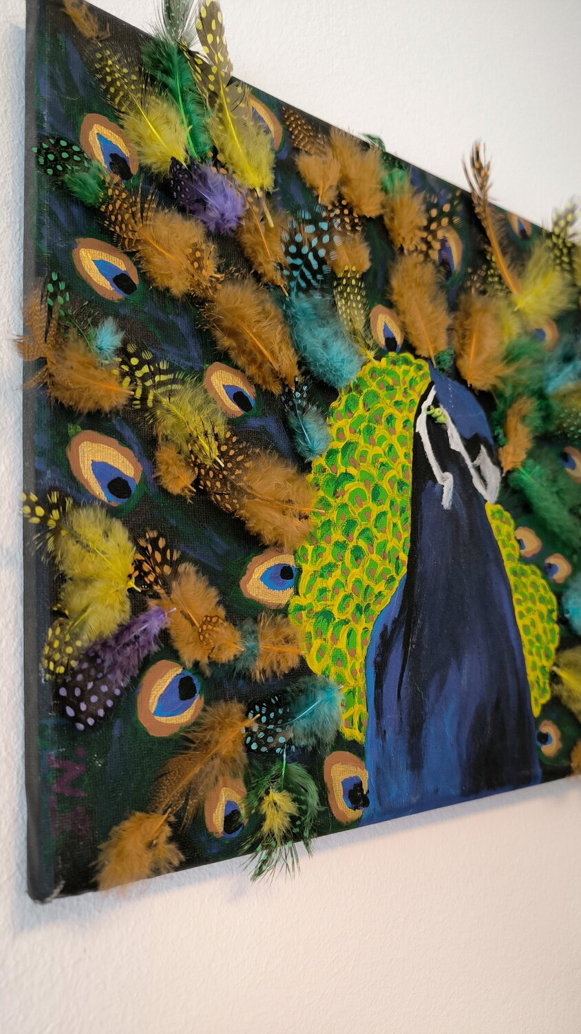 Peacock - Tanya Silva - Acrylic, objects on canvas