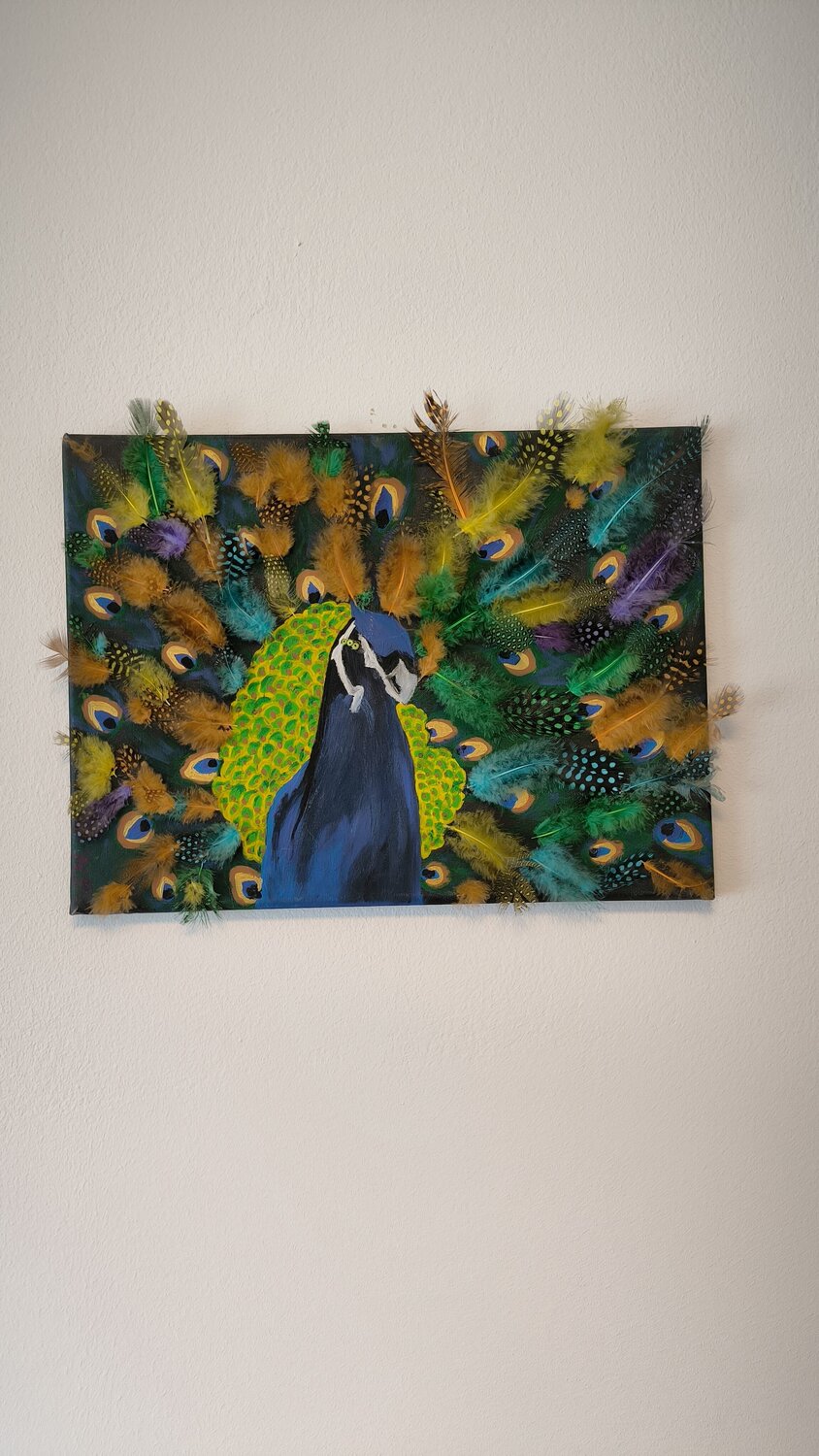 Peacock - Tanya Silva - Acrylic, objects on canvas