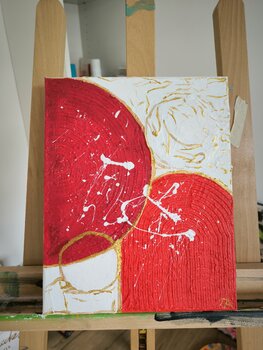 The (red) Circle - Tanya Silva - Acrylic, cement on canvas
