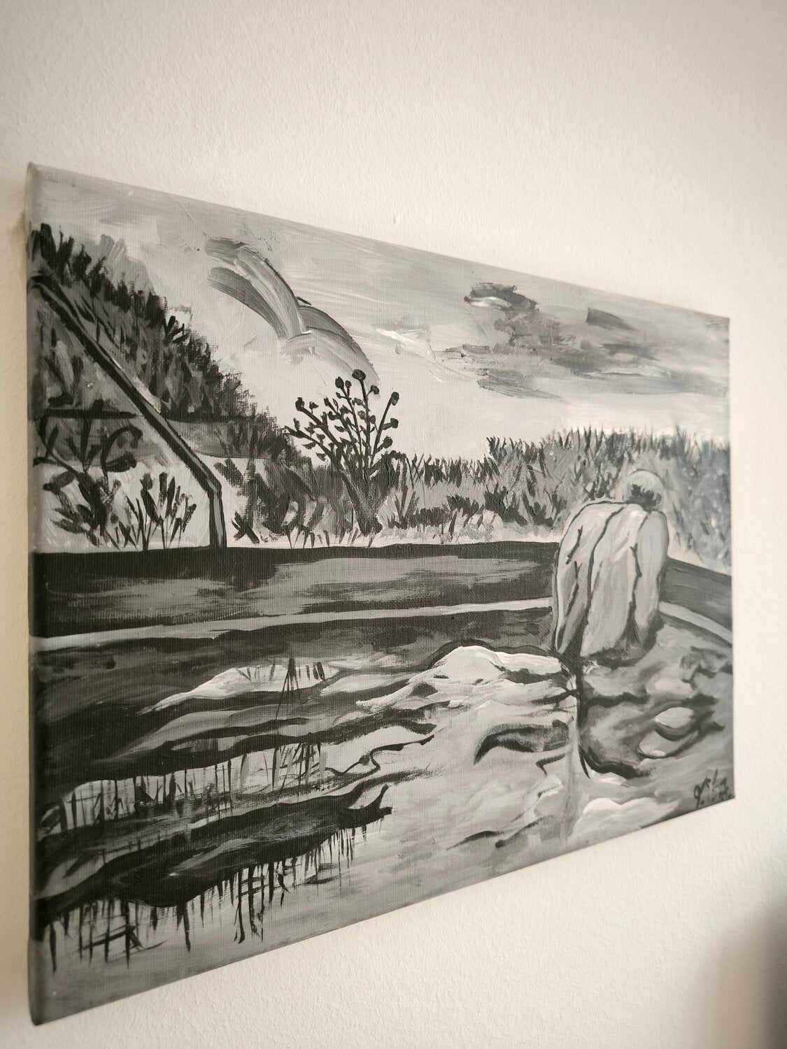"Him" in the Pool - Tanya Silva - Acryl auf Leinwand