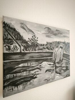 "Him" in the Pool - Tanya Silva - Acryl auf Leinwand