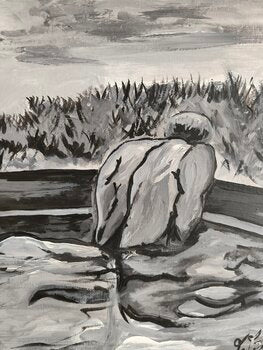 "Him" in the Pool - Tanya Silva - Acryl auf Leinwand