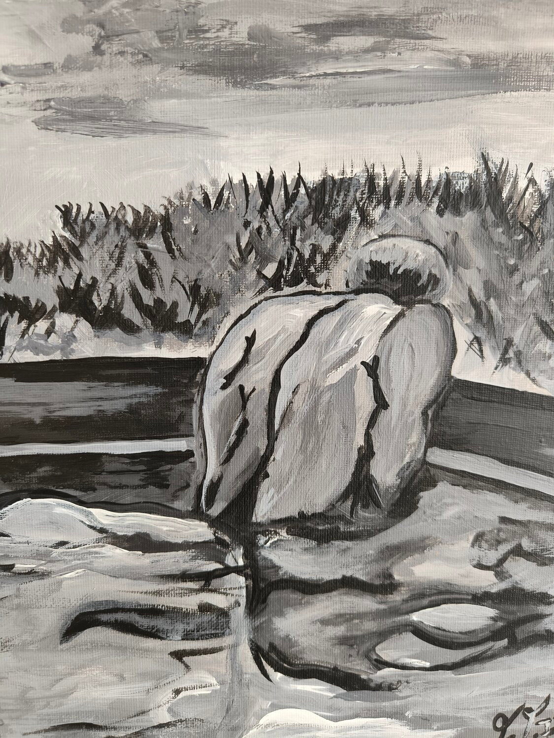 "Him" in the Pool - Tanya Silva - Acryl auf Leinwand