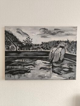 "Him" in the Pool - Tanya Silva - Acryl auf Leinwand