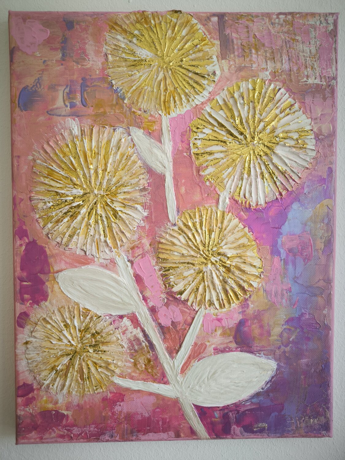 A little one with glitter & gold - Tanya Silva - Acryl, Farbspray auf Leinwand