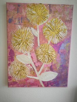 A little one with glitter & gold - Tanya Silva - Acryl, Farbspray auf Leinwand