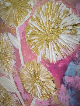 A little one with glitter & gold - Tanya Silva - Acryl, Farbspray auf Leinwand