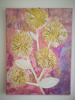 A little one with glitter & gold - Tanya Silva - Acryl, Farbspray auf Leinwand
