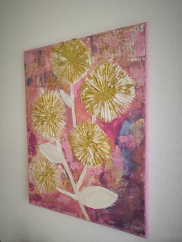 A little one with glitter & gold - Tanya Silva - Acryl, Farbspray auf Leinwand