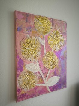 A little one with glitter & gold - Tanya Silva - Acryl, Farbspray auf Leinwand