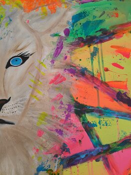 You can't catch a wild Lioness - Tanya Silva - Acryl, Farbspray auf Leinwand