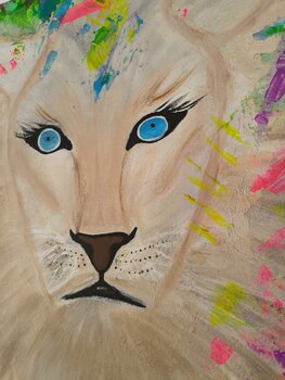 You can't catch a wild Lioness - Tanya Silva - Acryl, Farbspray auf Leinwand
