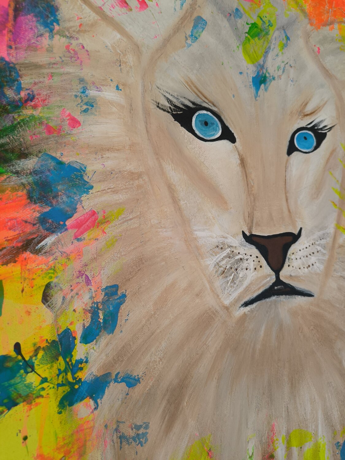 You can't catch a wild Lioness - Tanya Silva - Acryl, Farbspray auf Leinwand