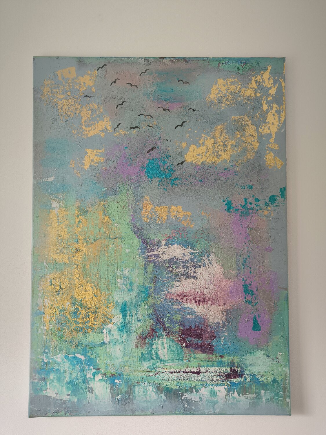 Birds flying high - Tanya Silva - Acryl, Sand auf Leinwand