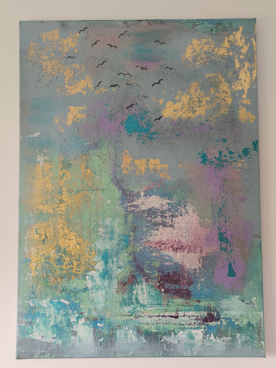 Birds flying high - Tanya Silva - Acryl, Sand auf Leinwand