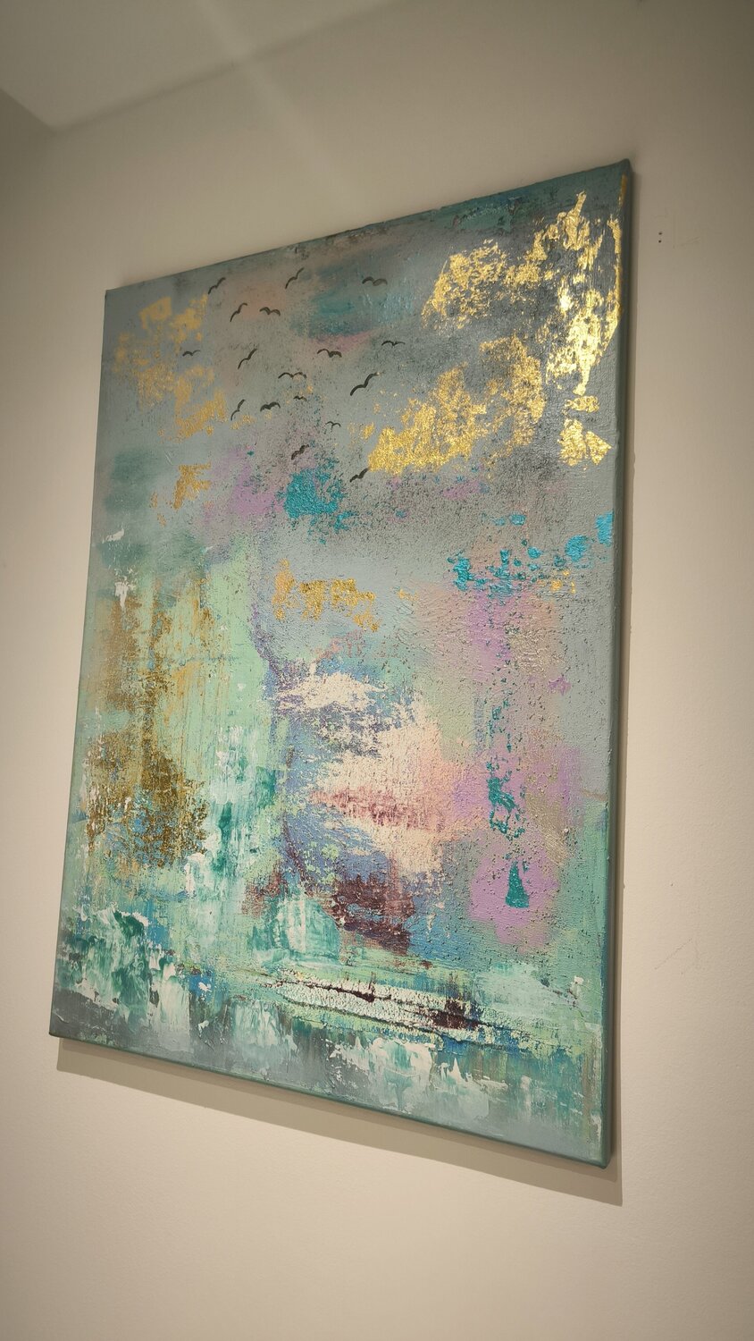 Birds flying high - Tanya Silva - Acryl, Sand auf Leinwand