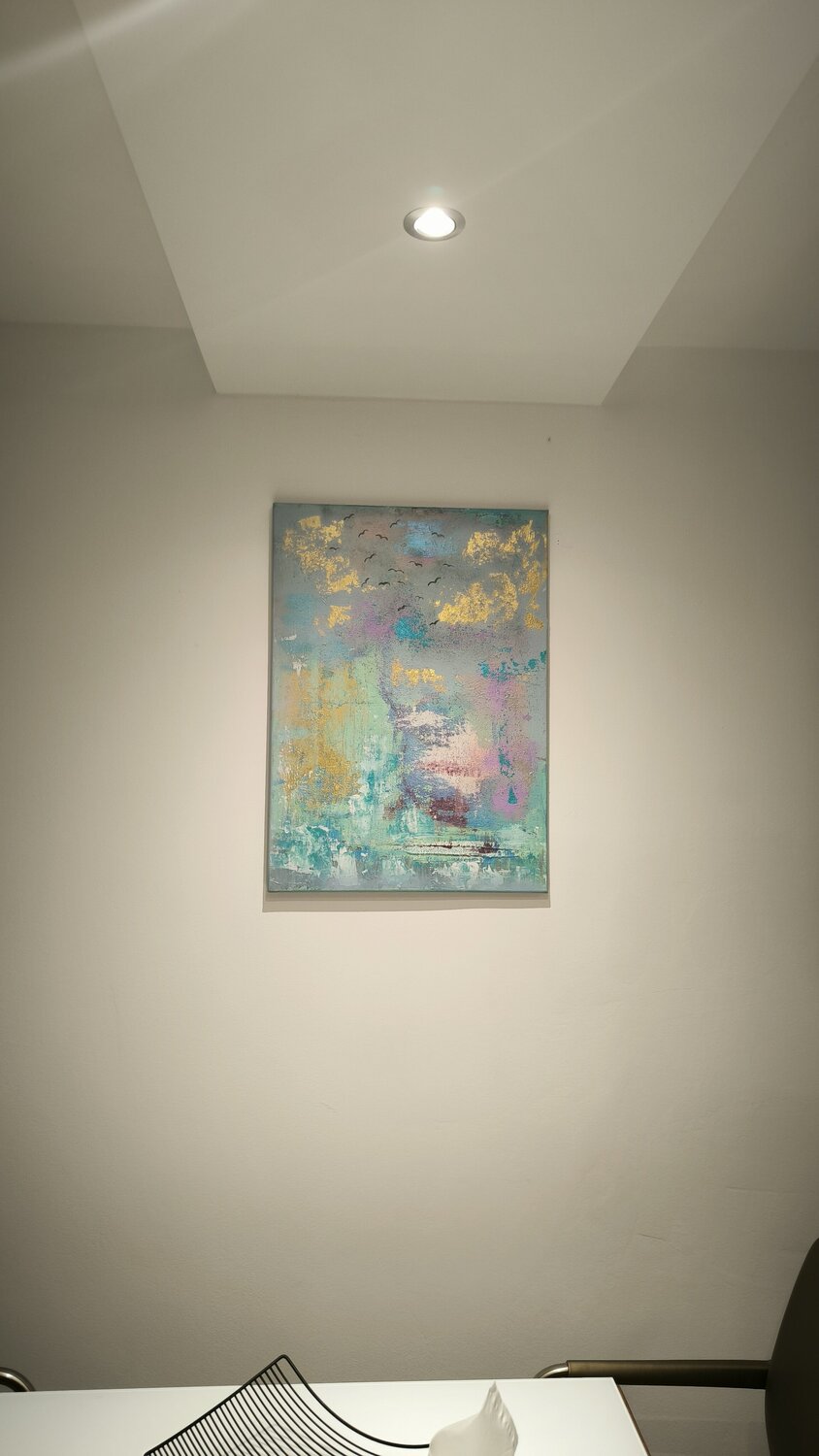 Birds flying high - Tanya Silva - Acryl, Sand auf Leinwand