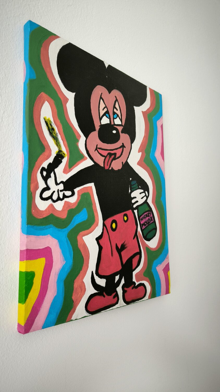 Mickey get's drunken - Tanya Silva - Acryl auf Leinwand